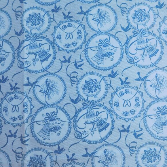 Wedding Free Spirit Fabric Blue-Gray Cotton Floral Rings Lilies Bells, 2+ Yd NEW - Picture 9 of 9